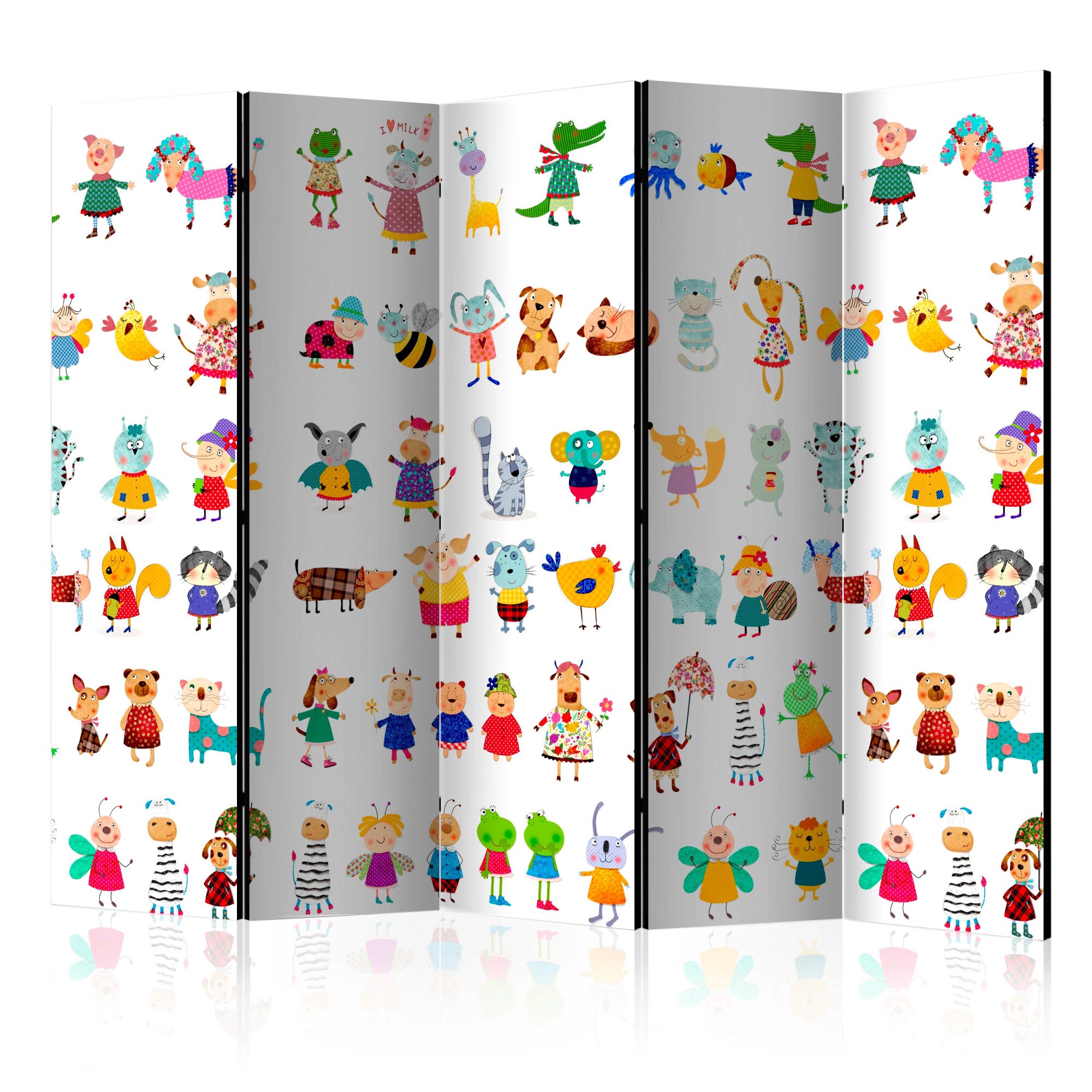Paravan din 5 parti - Cartoon Pets II - 225x172cm