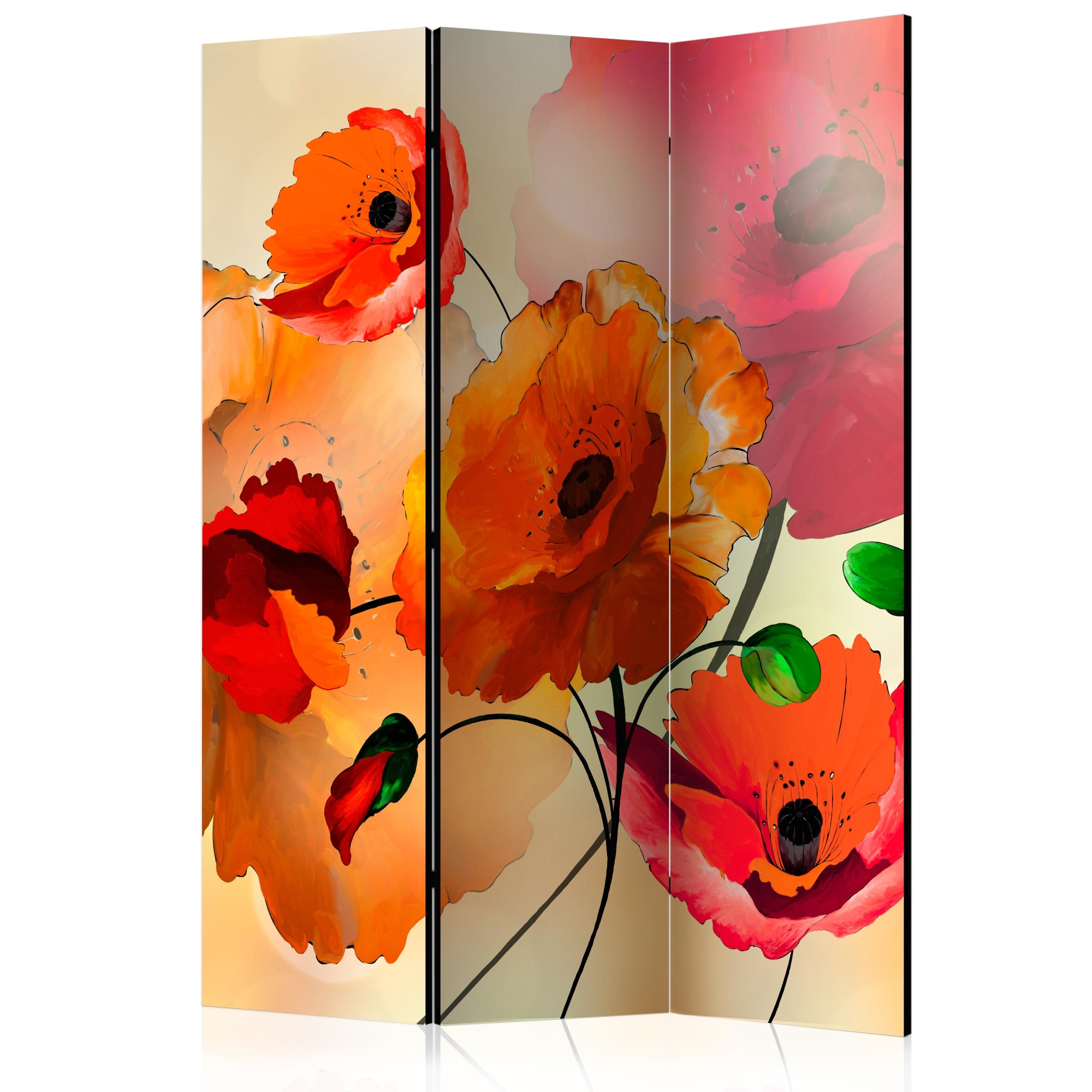 Paravan din 3 parti - Velvet Poppies - 135x172cm