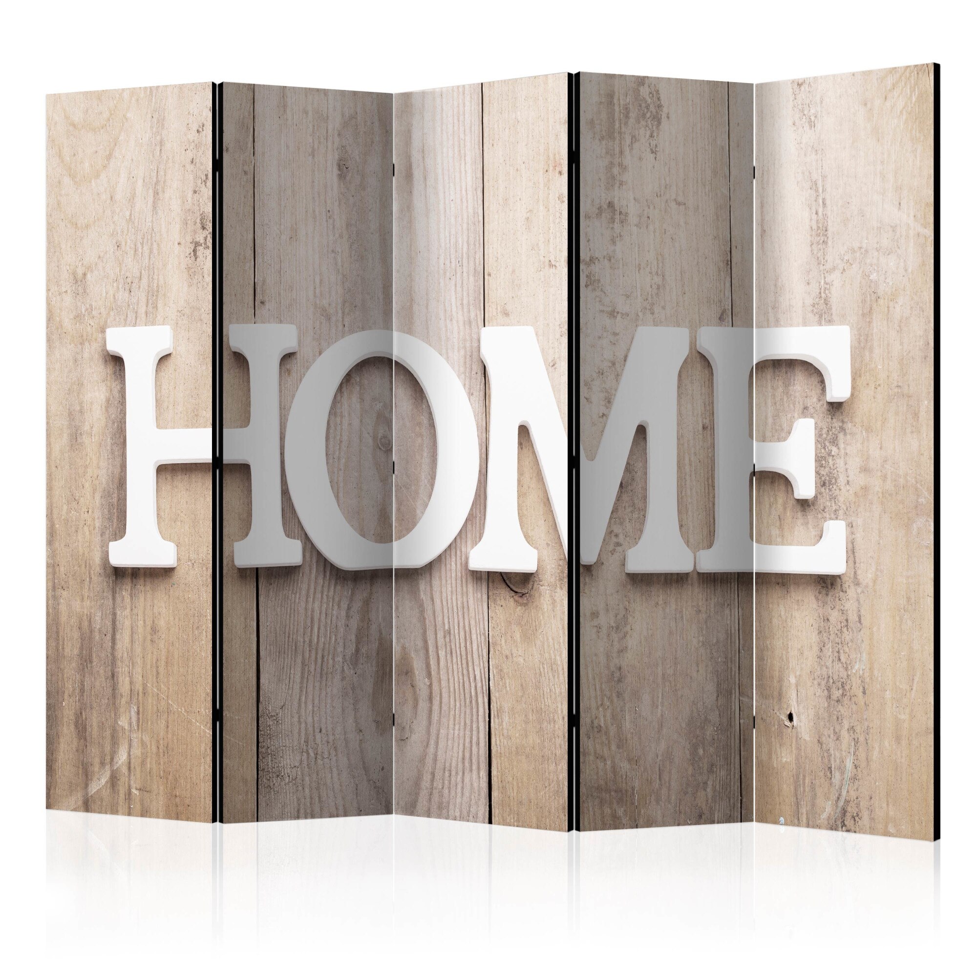 Paravan din 5 parti - Room divider /-/ Home on wooden boards - 225x172cm