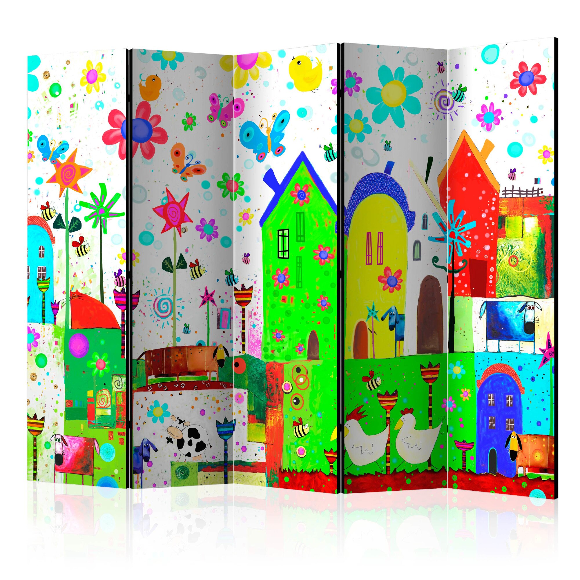 Paravan din 5 parti - Happy Farm II - 225x172cm