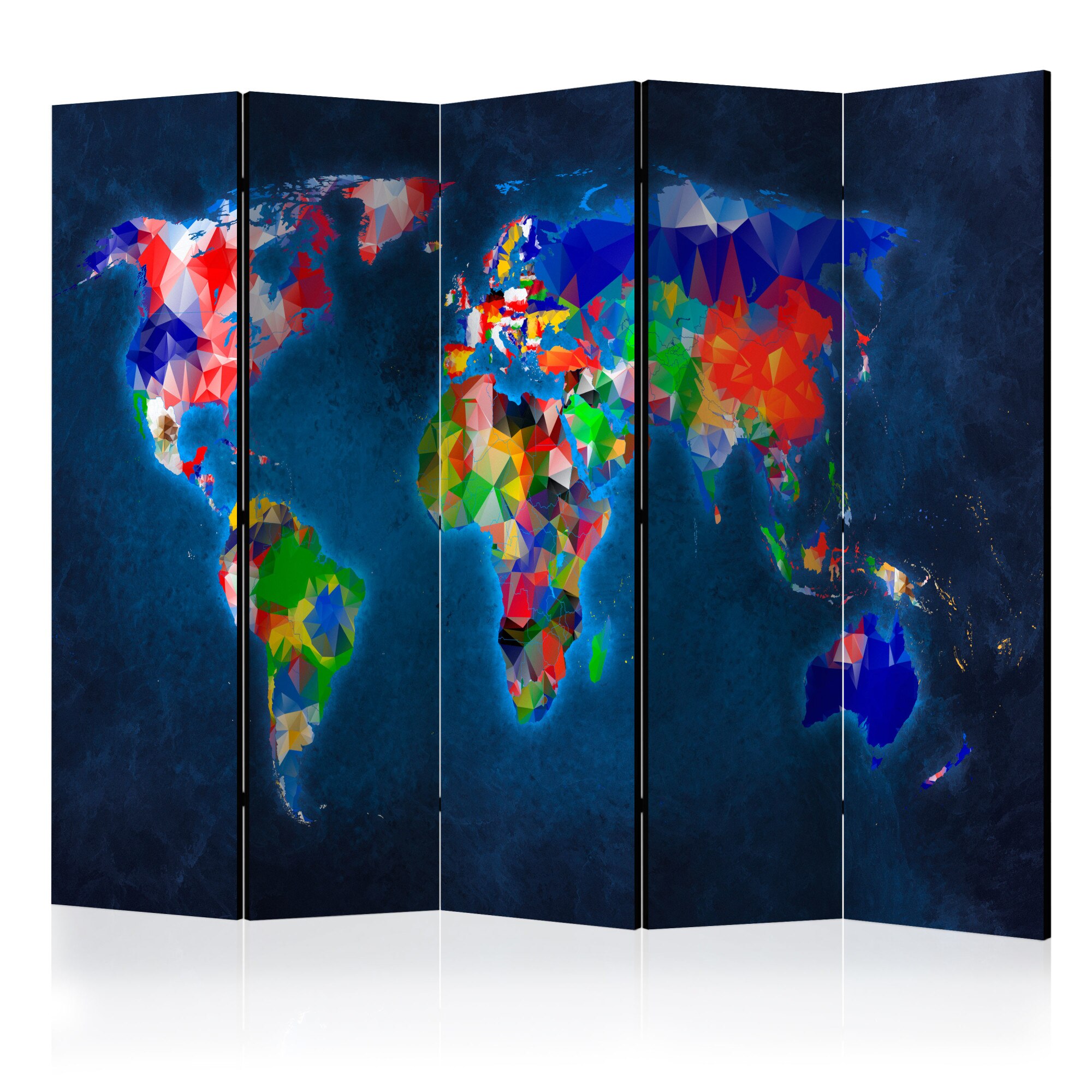 Paravan din 5 parti - Room divider /-/ Colorful map - 225x172cm