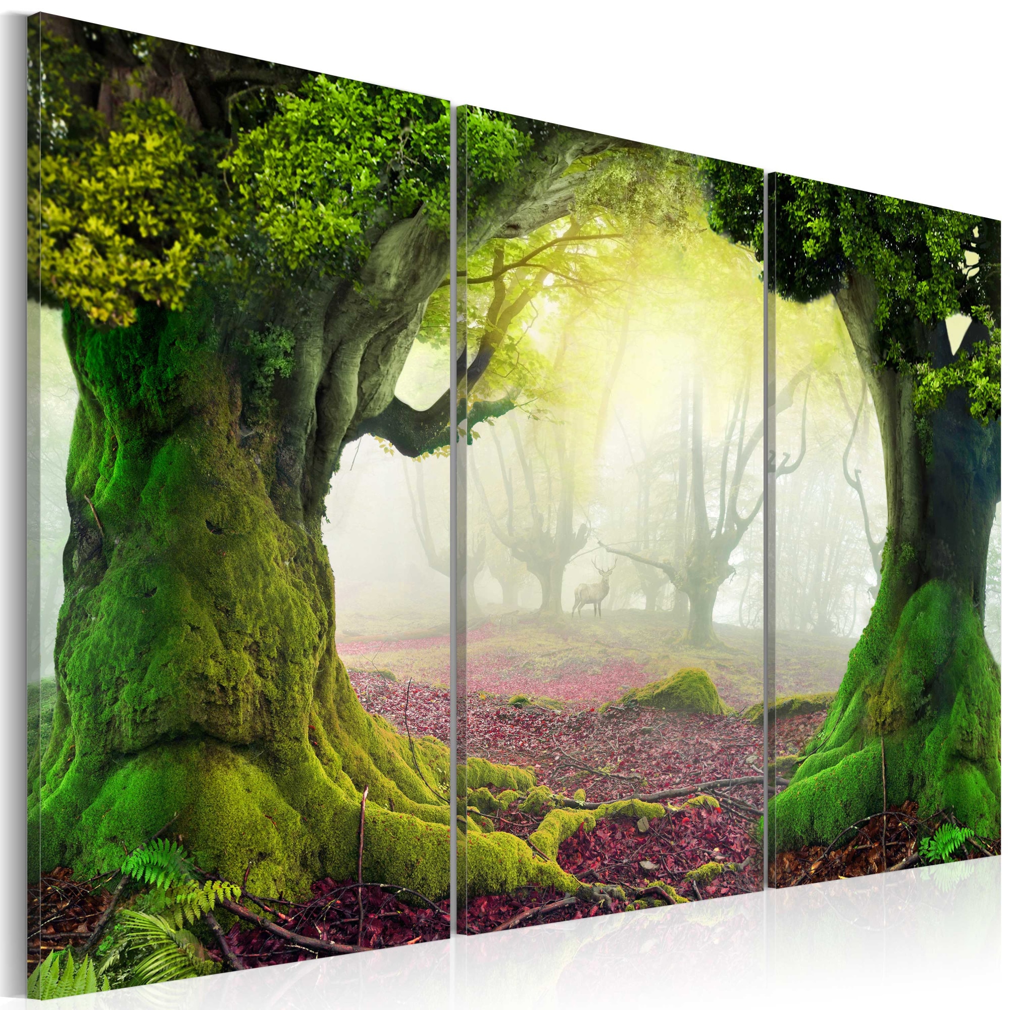 Tablou canvas 3 piese - Misteriosul triptic al padurilor - 120x80 cm