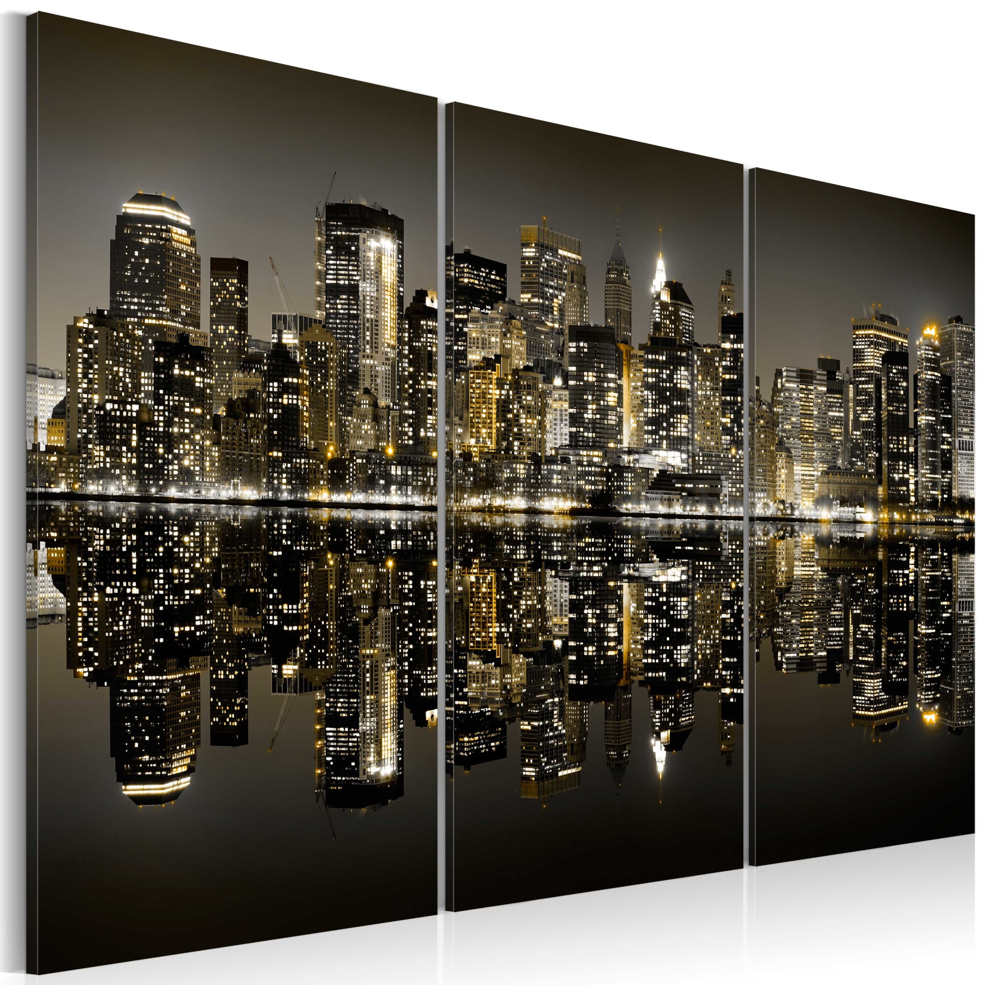 Tablou canvas 3 piese - Golden New York - 120x80 cm