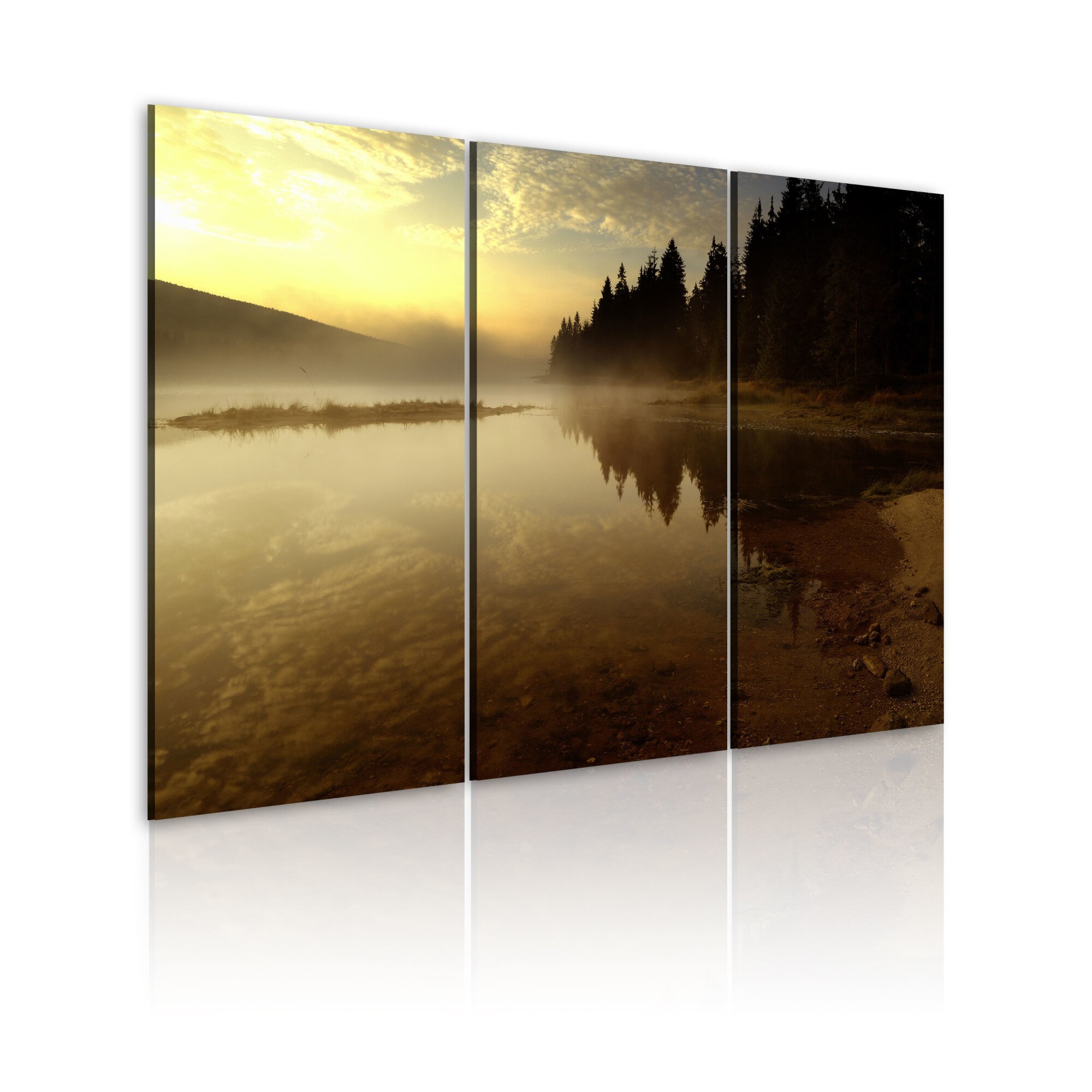 Tablou canvas 3 piese - Seara, langa lac - 60x40 cm