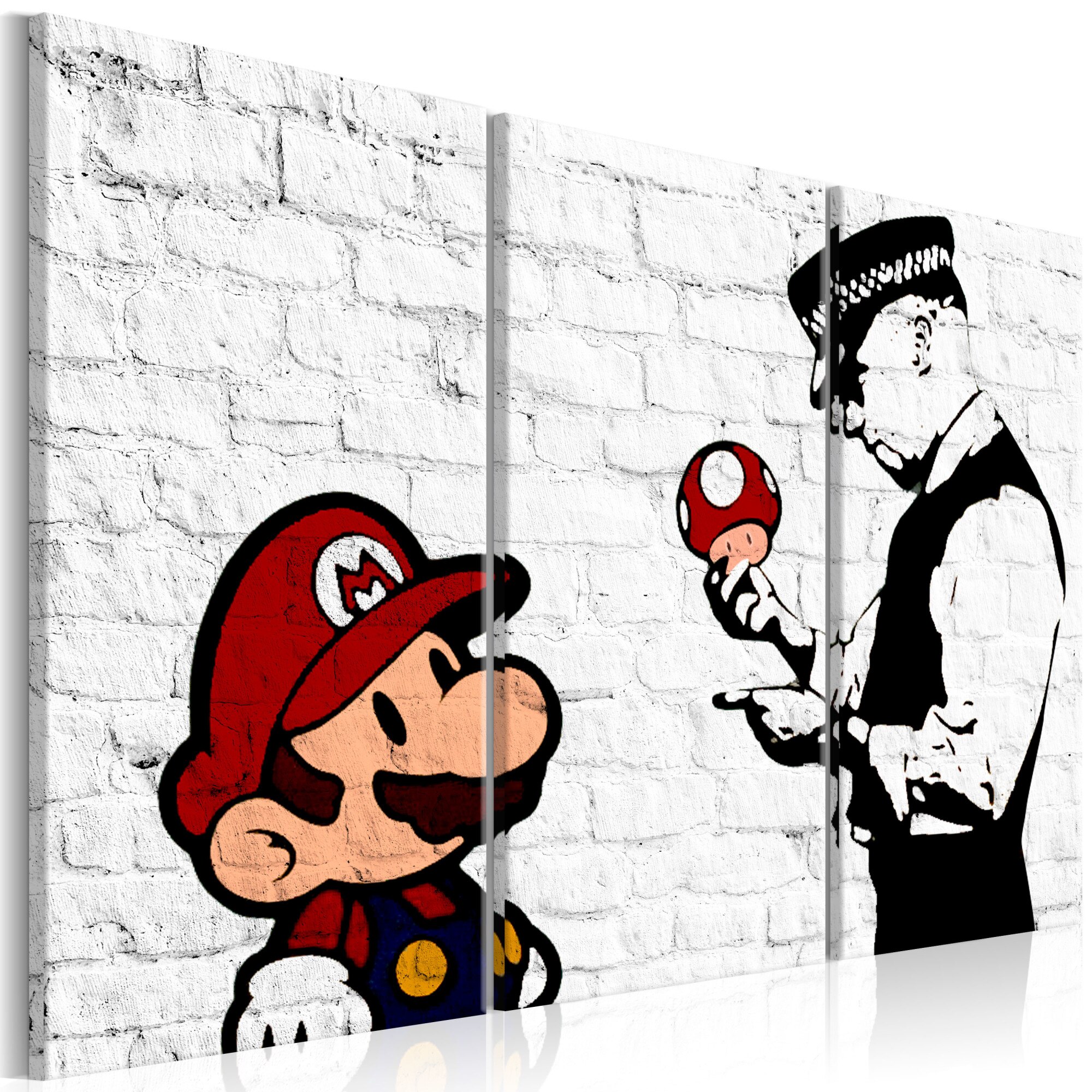 Tablou canvas 3 piese - Mario Bros (Banksy) - 90x60 cm
