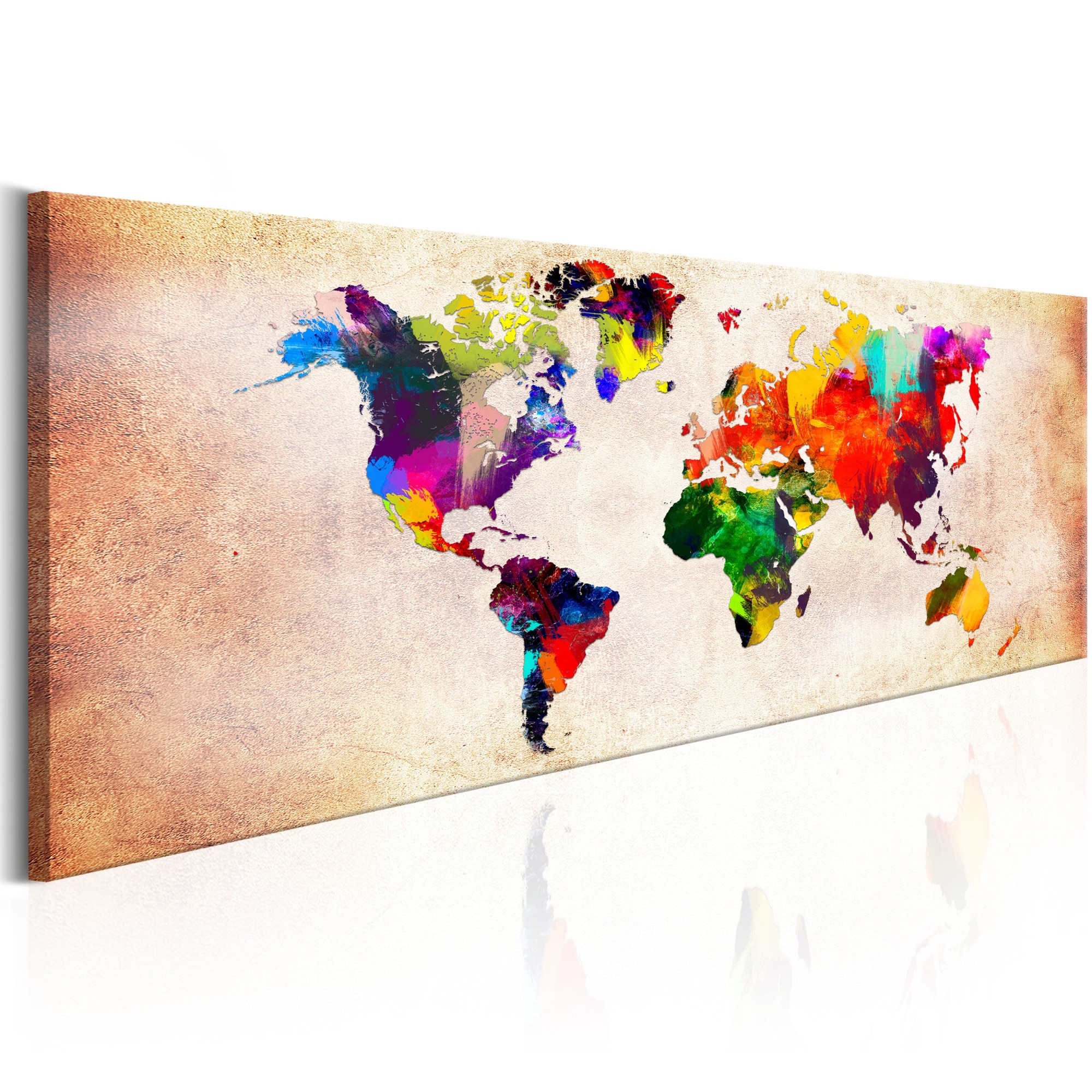 Tablou canvas - Harta lumii: Pietricele colorate - 150x50 cm