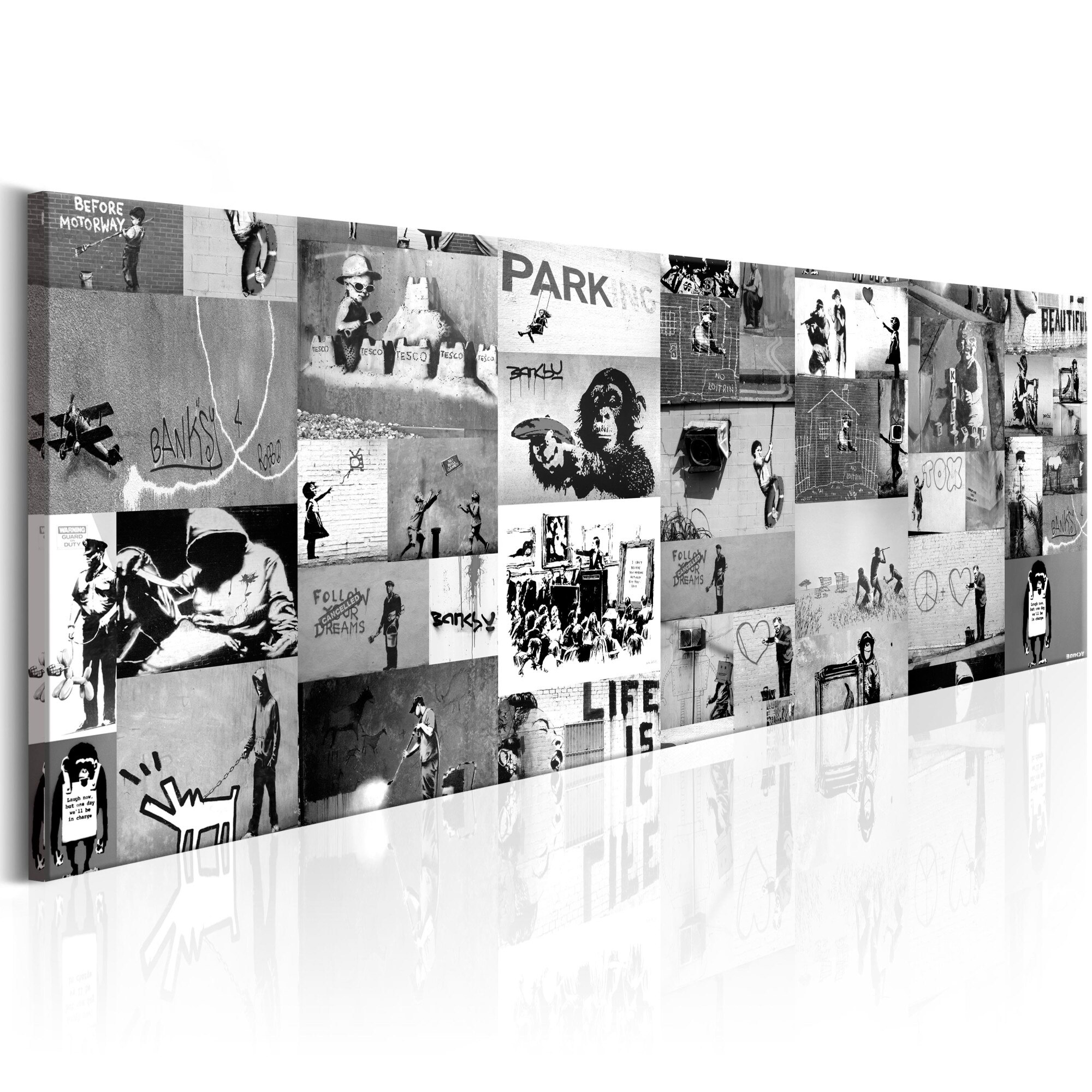 Tablou canvas - Banksy: Graffiti Collage II - 150x50 cm