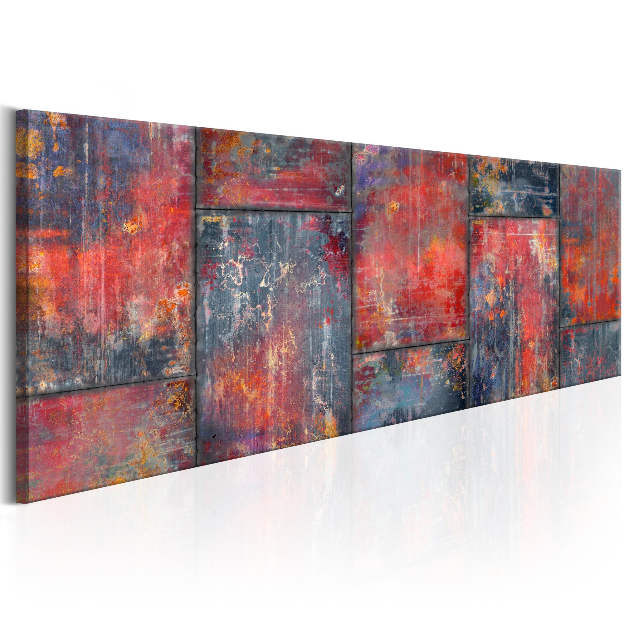 Tablou canvas - Mozaic metalic: rosu - 150x50 cm