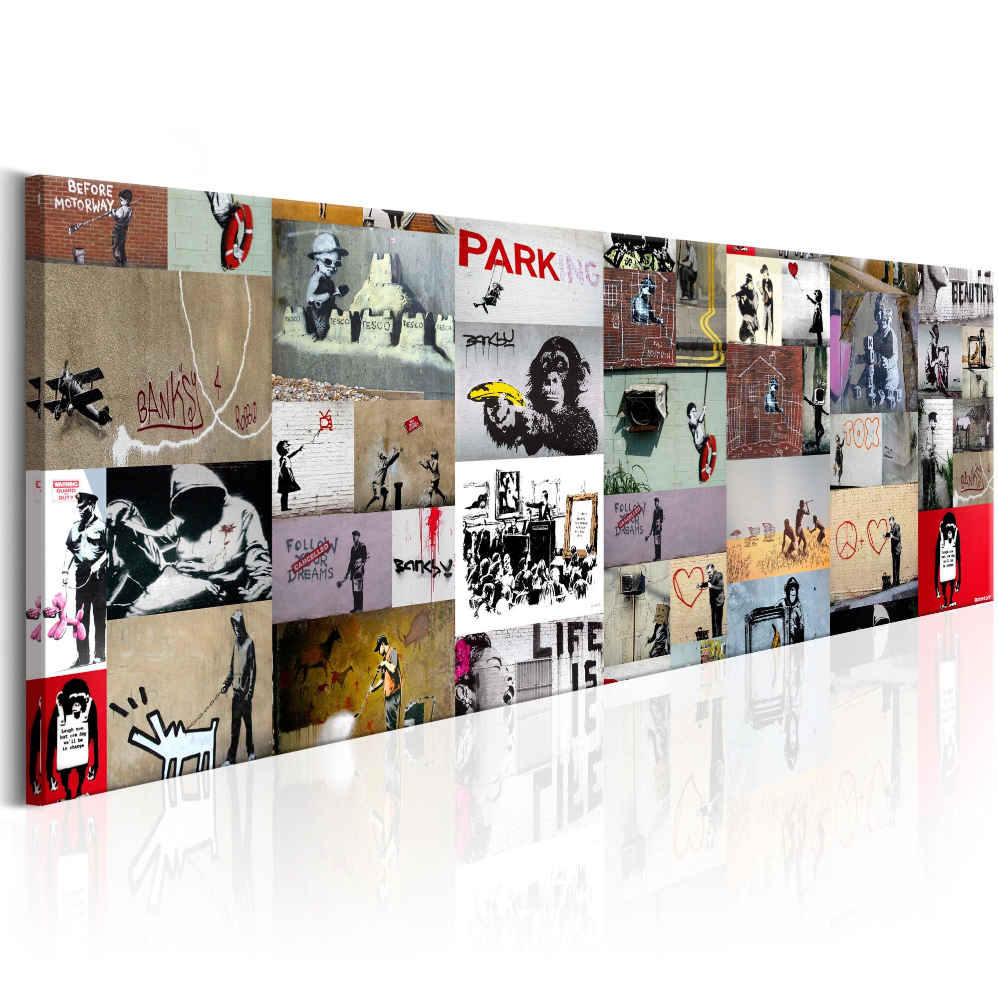 Tablou canvas - Arta colajului: Banksy II - 150x50 cm