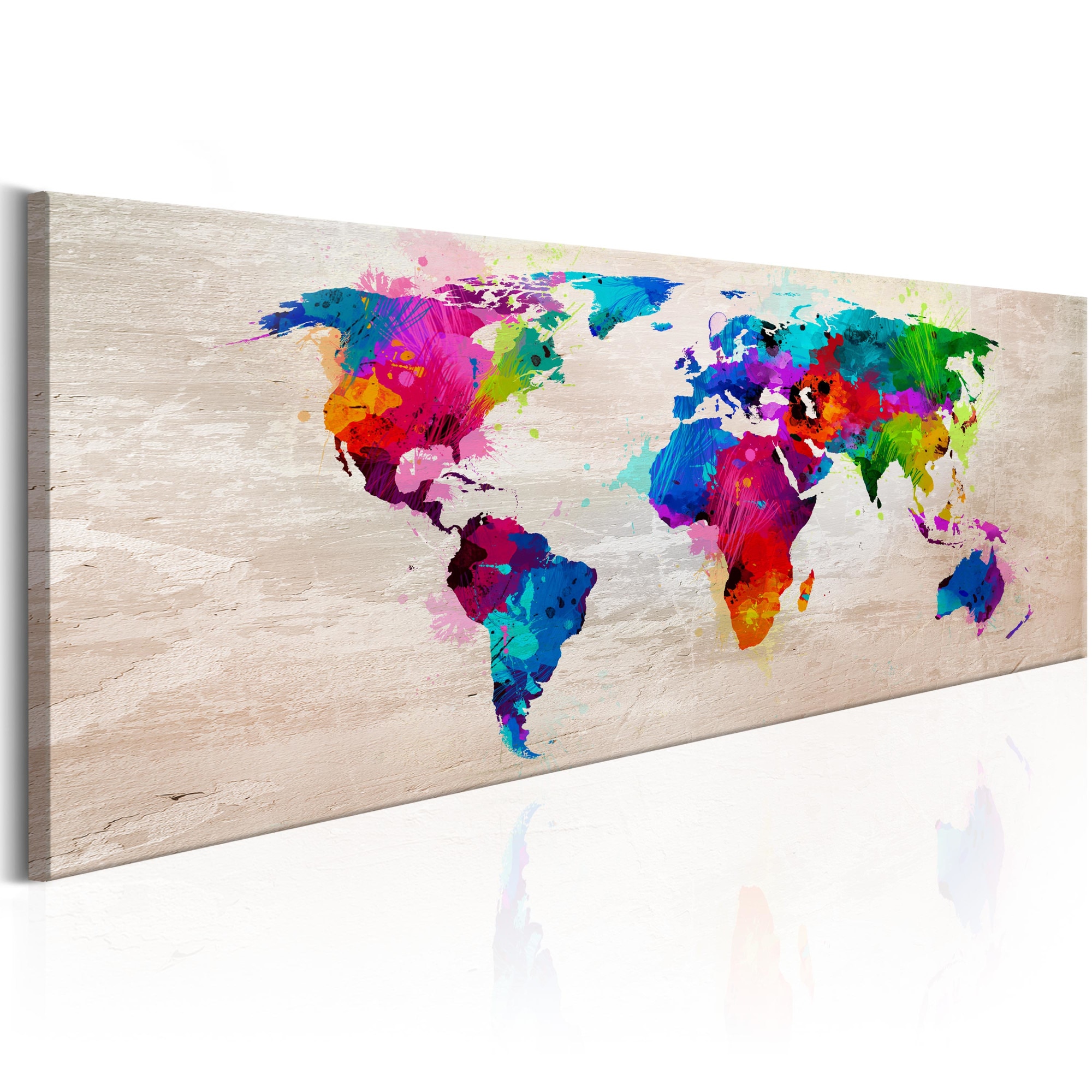 Tablou canvas - Harta lumii: Finesse of Colors - 150x50 cm