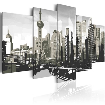 Tablou canvas 5 piese - Shanghai, cel mai mare oras al Chinei - 200x100 cm Tablou canvas 5 piese - Shanghai, cel mai mare oras al Chinei - 200x100 cm