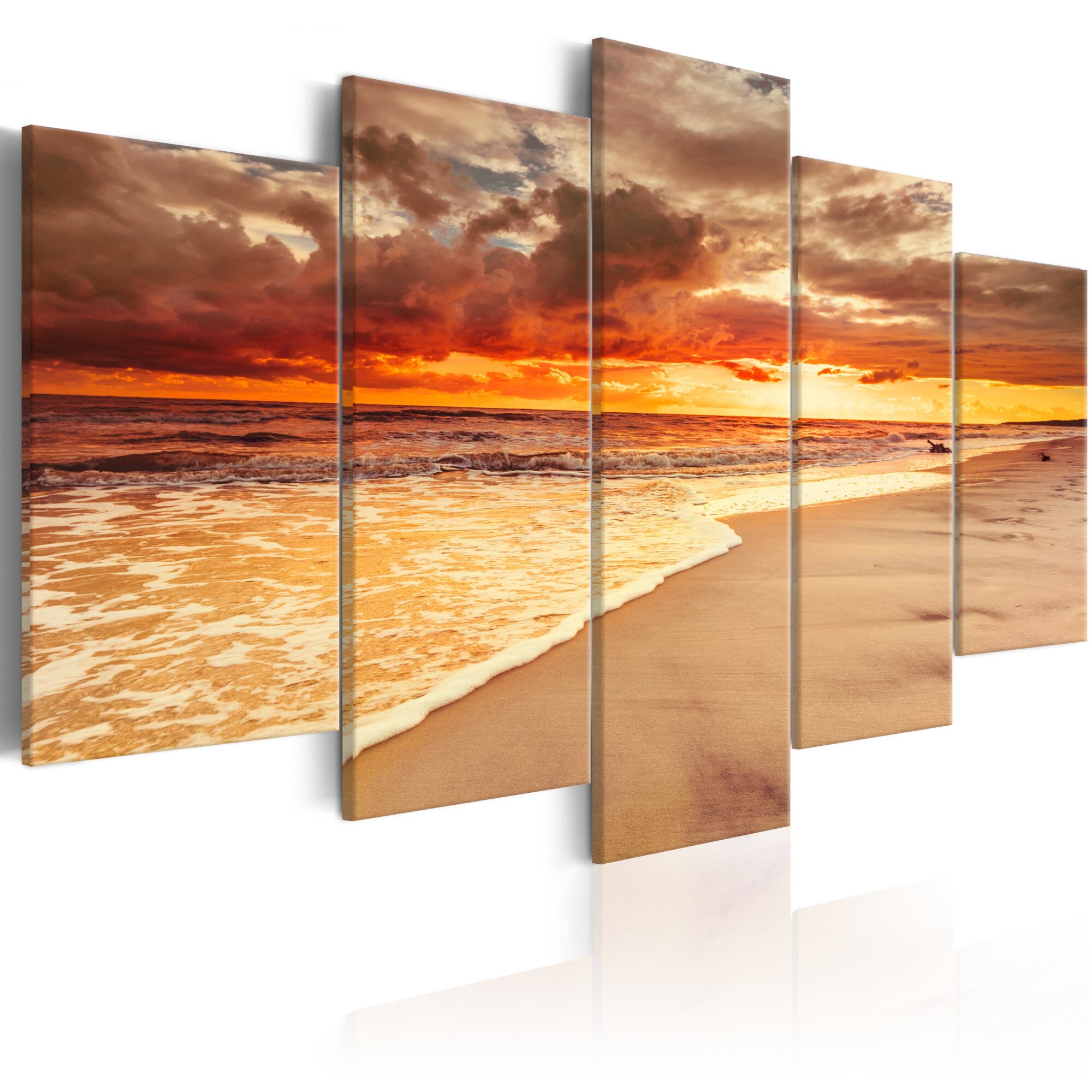 Tablou canvas 5 piese - Mare: Beautiful Sunset - 100x50 cm