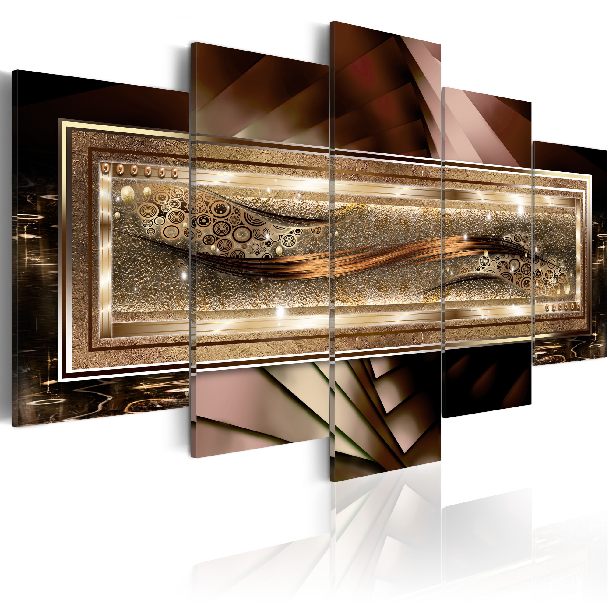 Tablou canvas 5 piese - File de aur - 100x50 cm