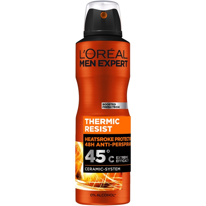 Antiperspirant spray L'Oreal Paris Men Expert Thermic Resist pentru barbati, protejeaza pana la temperaturi de 45°C, protectie 48 de ore, 150 ml