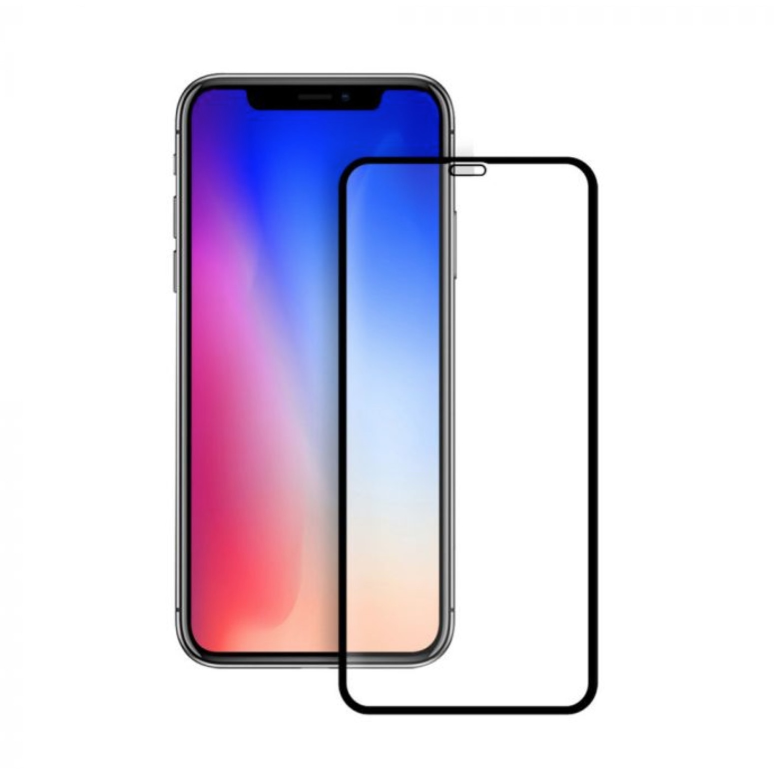 Folie din sticla pentru iPhone Xs Max, Transparent - Negru