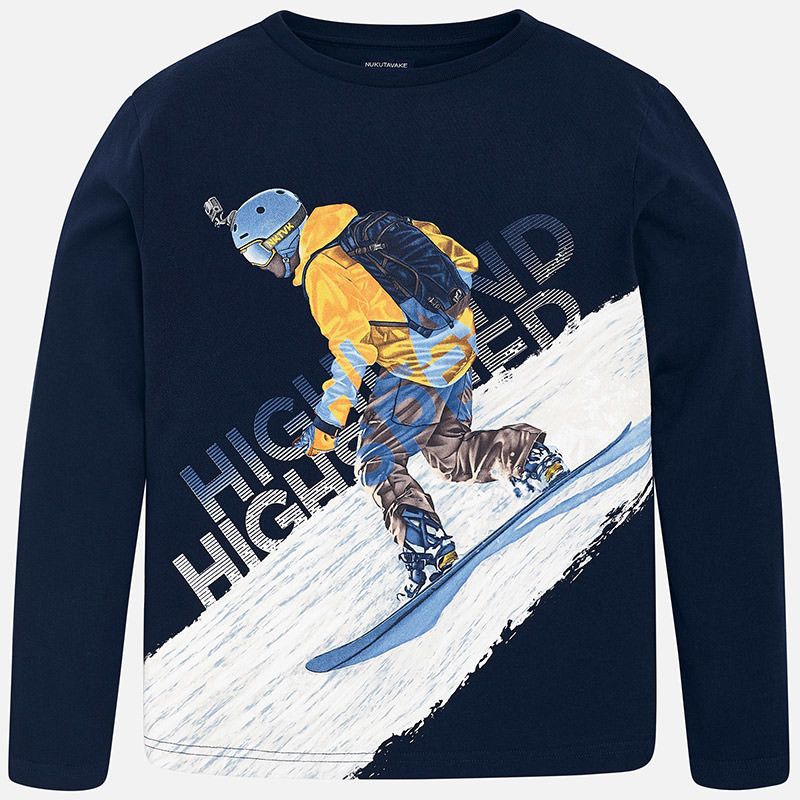 Tricou maneca lunga snowboard baiat Mayoral 7006TI18INDIGO, Bleumarin, 14 ani