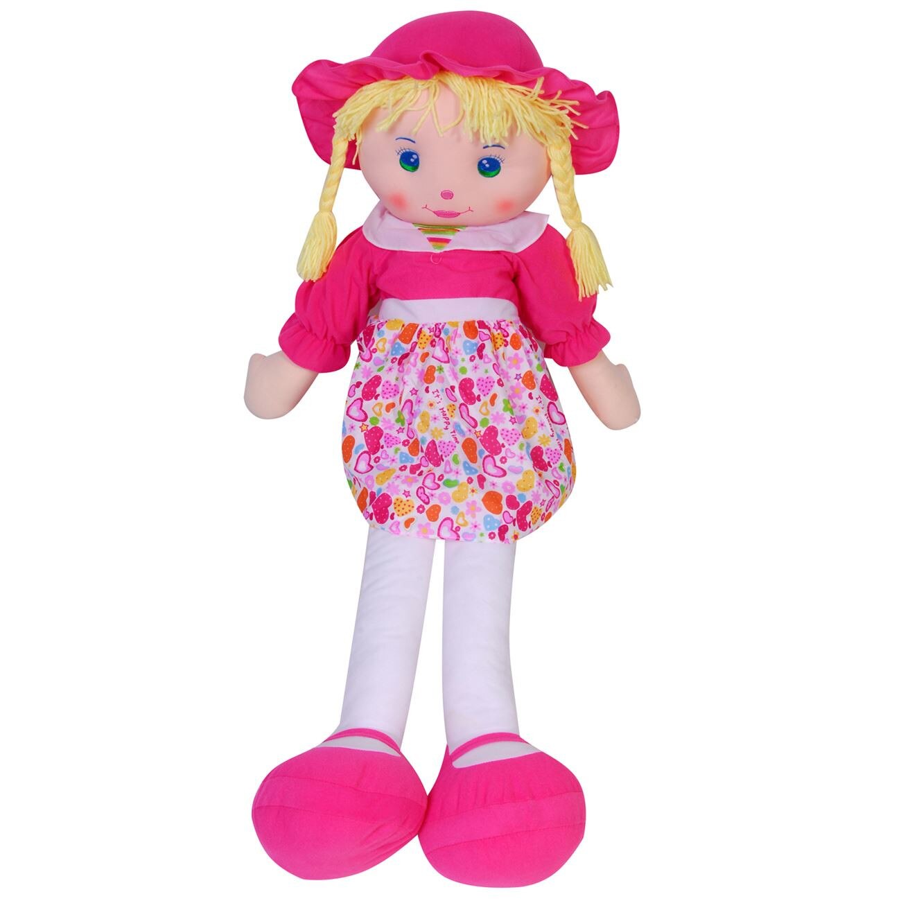 Papusa din plus cu imbracaminte roz 50x15x90 cm