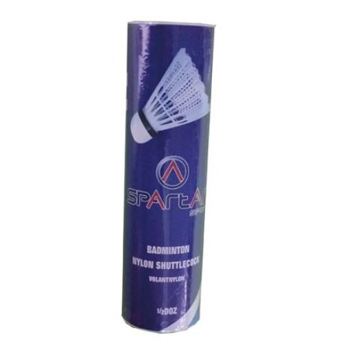 Set 6 fluturasi badminton, din pene, cap din pluta, Alb, Spartan
