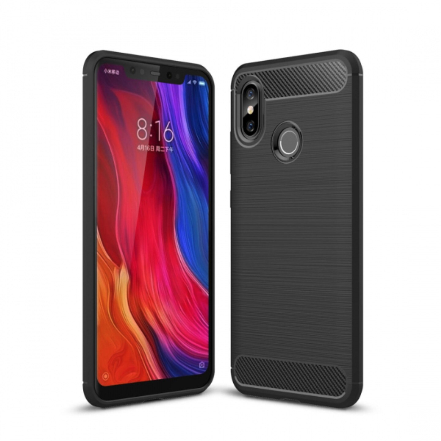 Husa Spate / Carcasa De Protectie Din Silicon Cu Insertii Din Carbon, pentru Xiaomi Mi8, BBL514