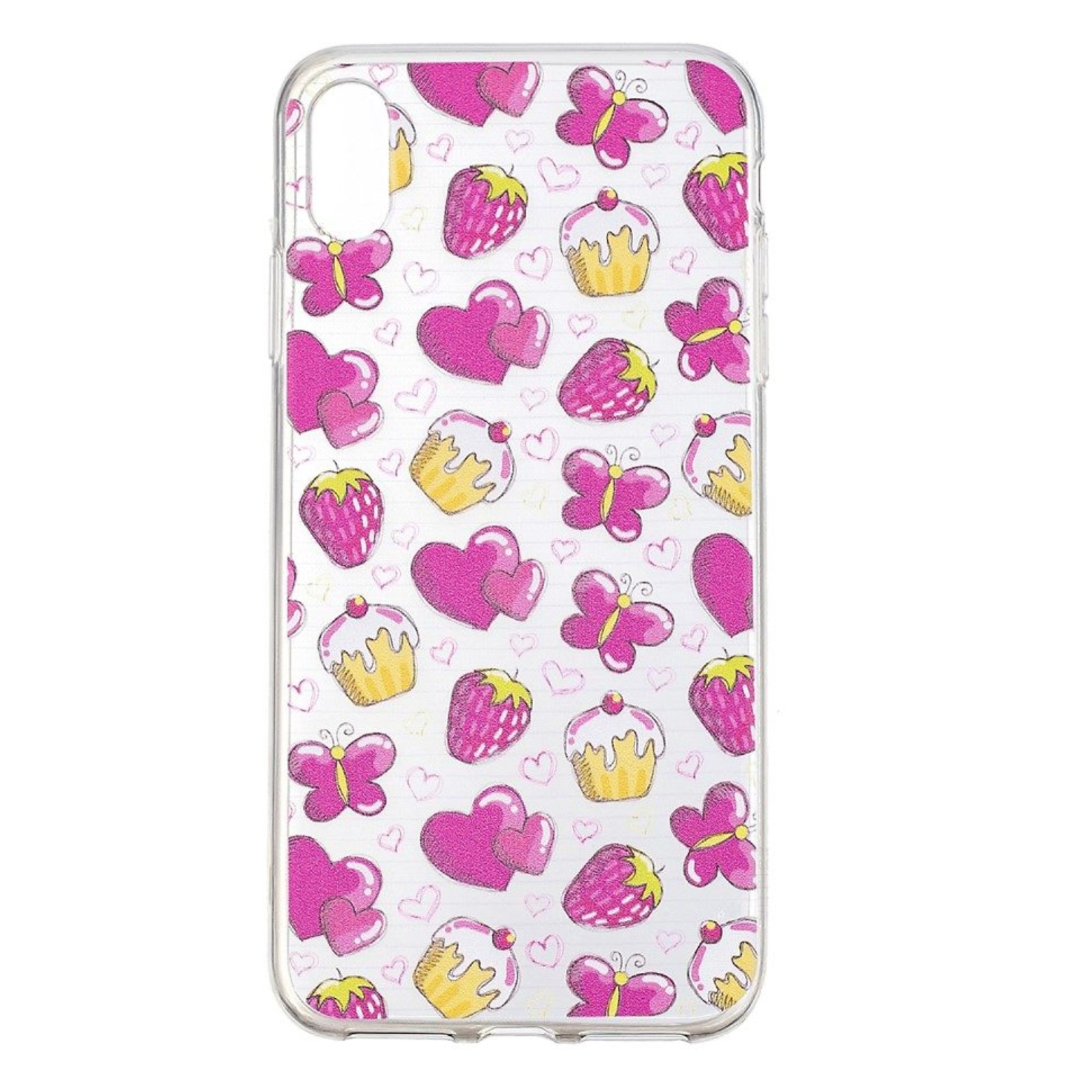 Husa pentru iPhone Xs Max din silicon-termoplastic, desen, flexibila, Transparent-Roz