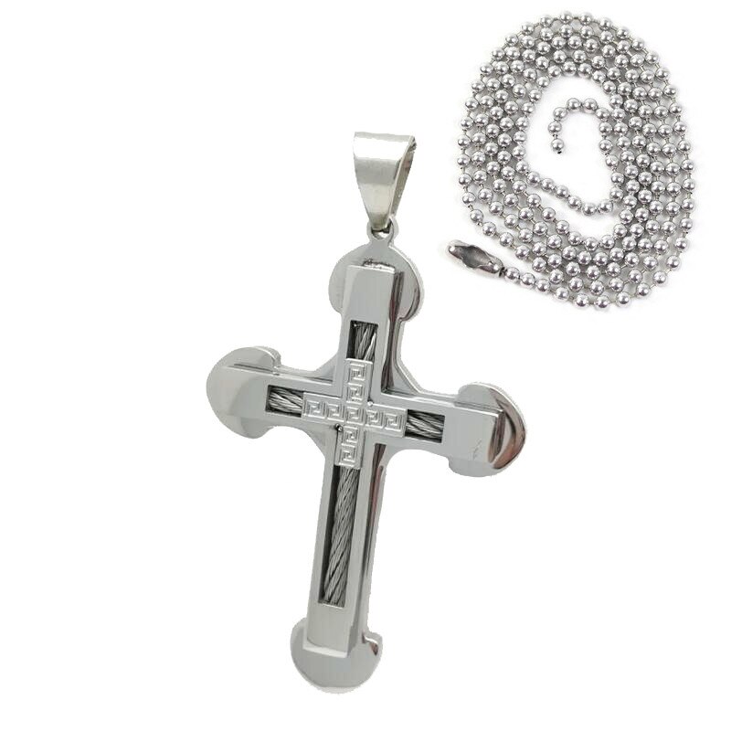 Pandantiv Medalion Lantisor Colier Cruce - Inox + Lantisor