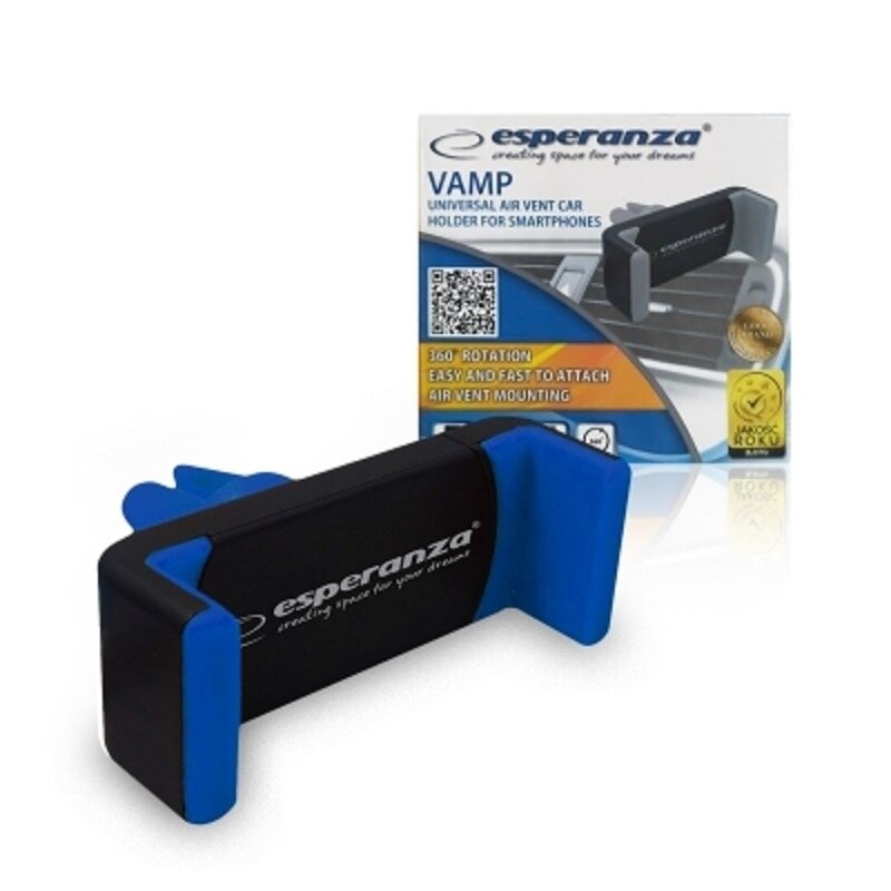 Suport universal auto Esperanza VAMP cu sistem de prindere la ventilatie, Negru-Albastru