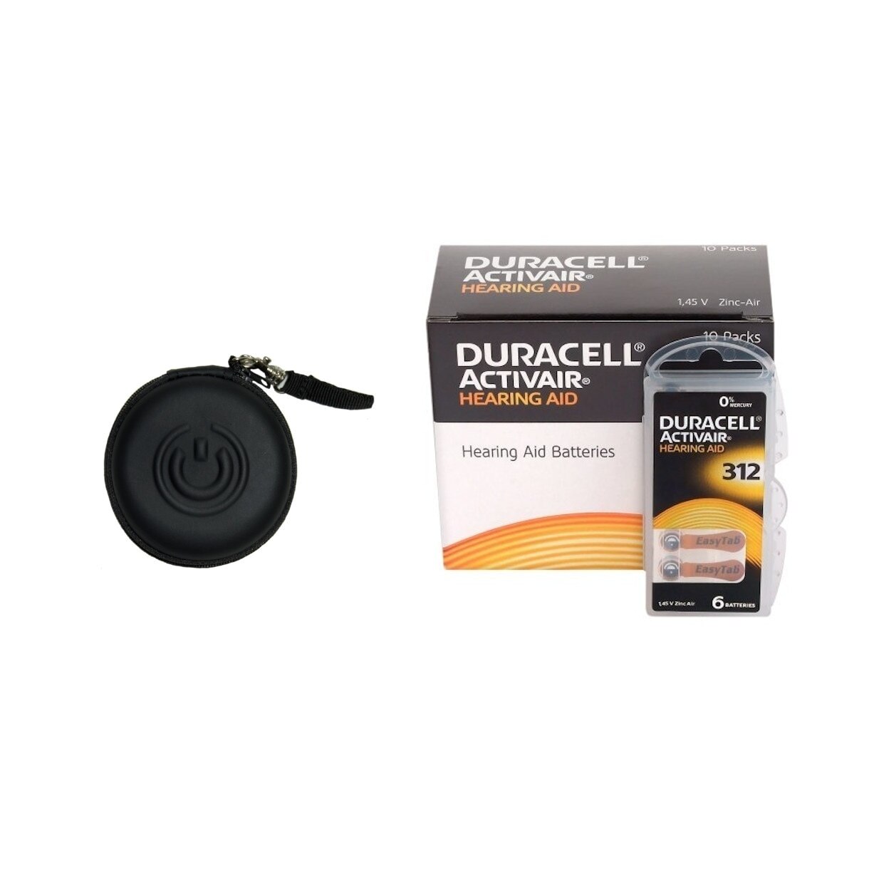 Baterii Duracell ZA312 pentru proteze auditive 312 PR41 10 blistere / 60 baterii + Husa pentru aparat auditiv Cadou la fiecare comanda