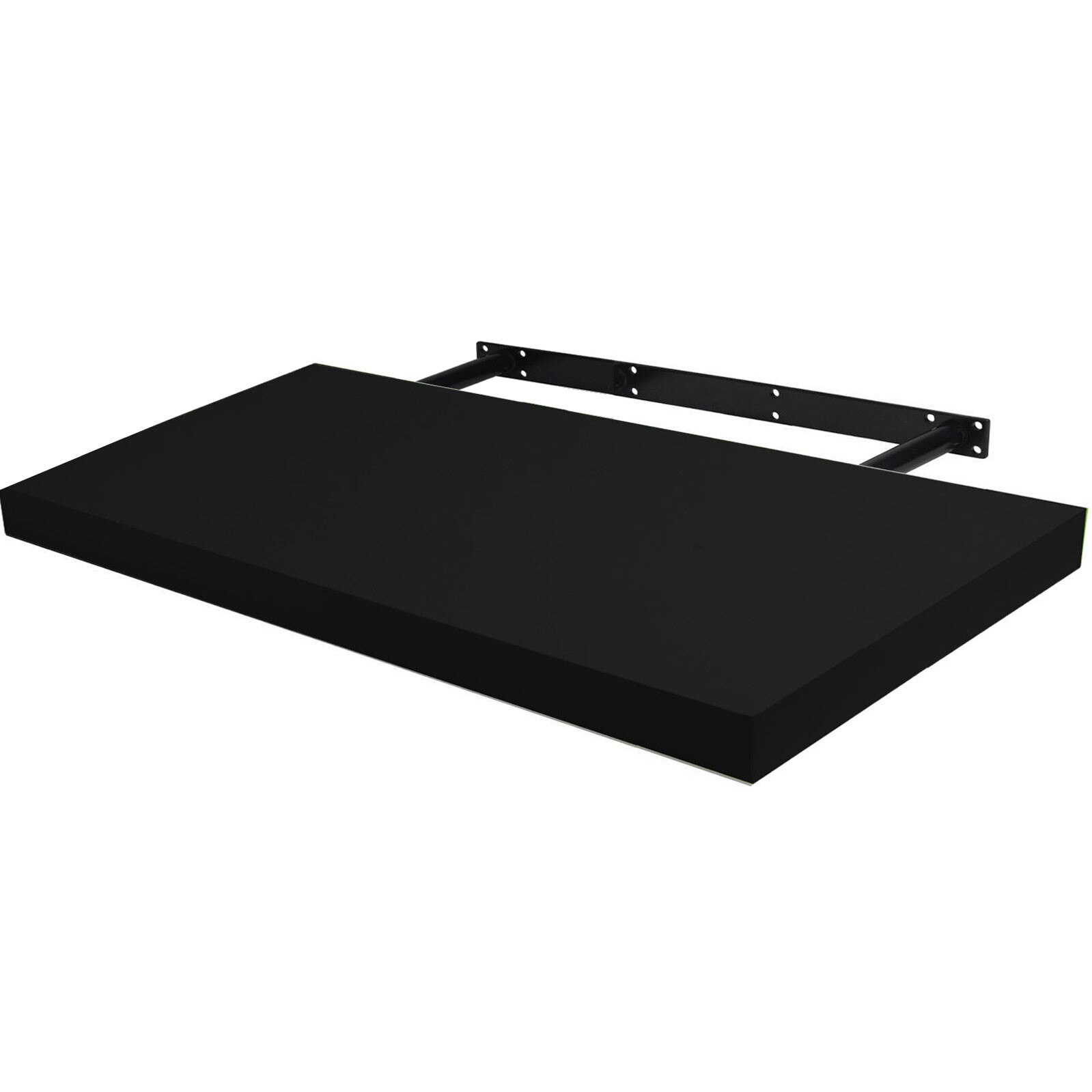 Raft de perete cu suport ascuns, Arly, 190x26x5 cm, MDF Negru