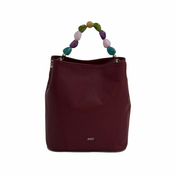 Zea Női táska, natúr bőr, bordó