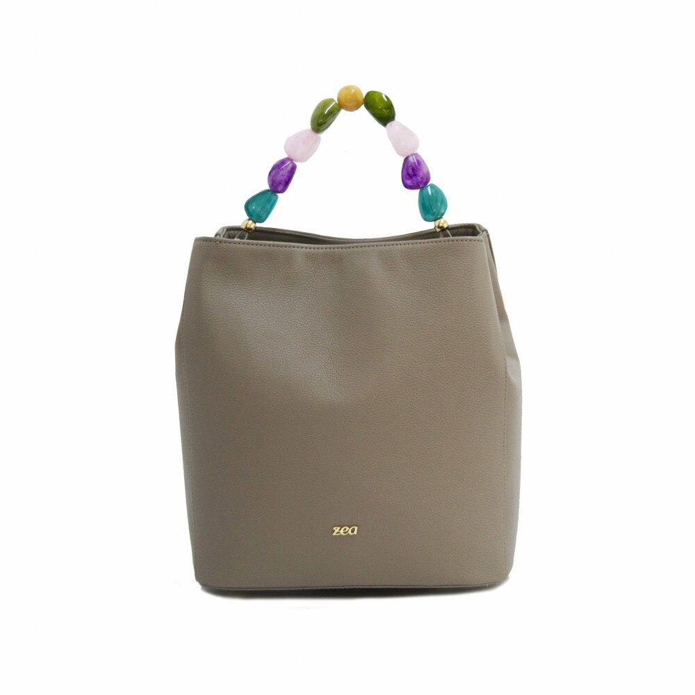 Geanta dama,Zea,piele naturala,cafee,perle