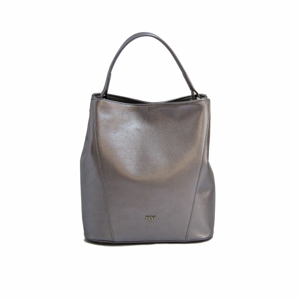 Geanta dama,Zea,piele naturala,argintie