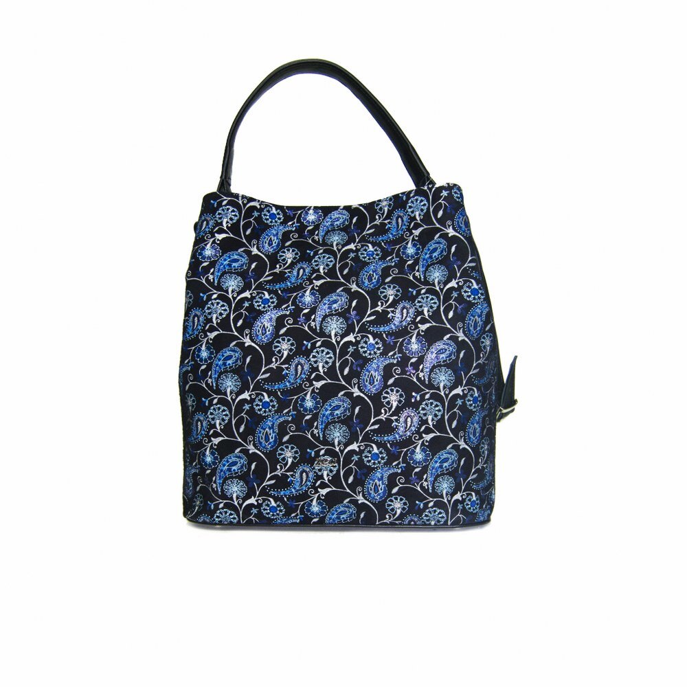 Geanta dama,Zea,piele naturala,neagra floral baroc