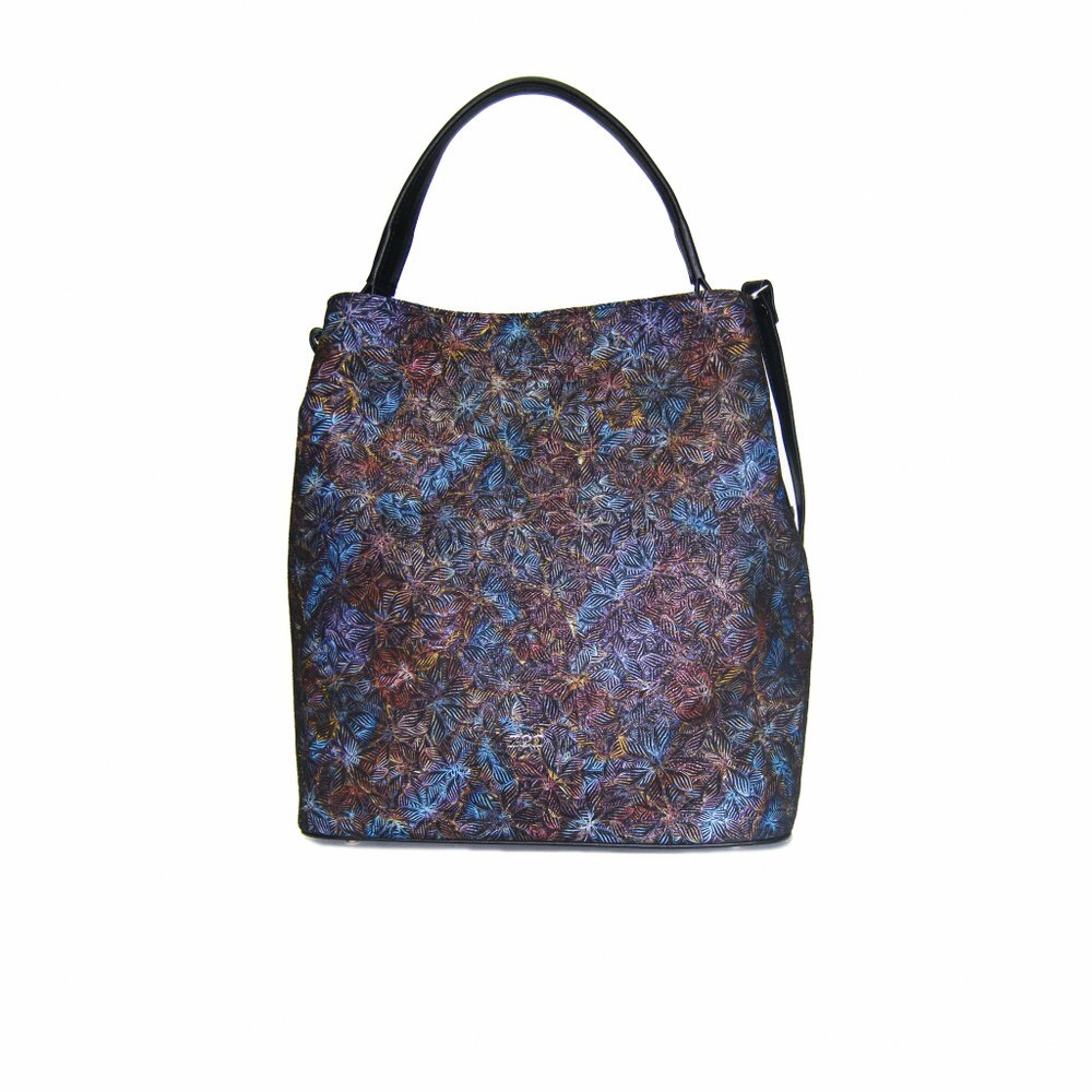 Geanta dama,Zea,piele naturala,neagra florala