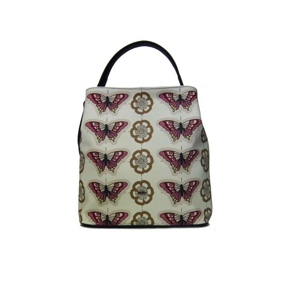 Geanta dama,Zea,piele naturala,neagra/fluturi