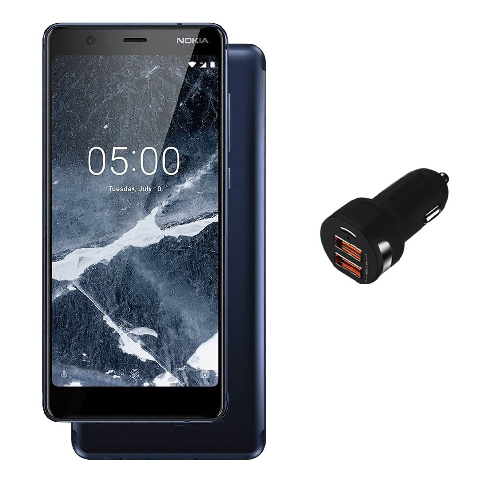 Комплект Смартфон Nokia 5.1 (2018), Dual SIM, 16 GB, 4G, Blue +Зарядно ...