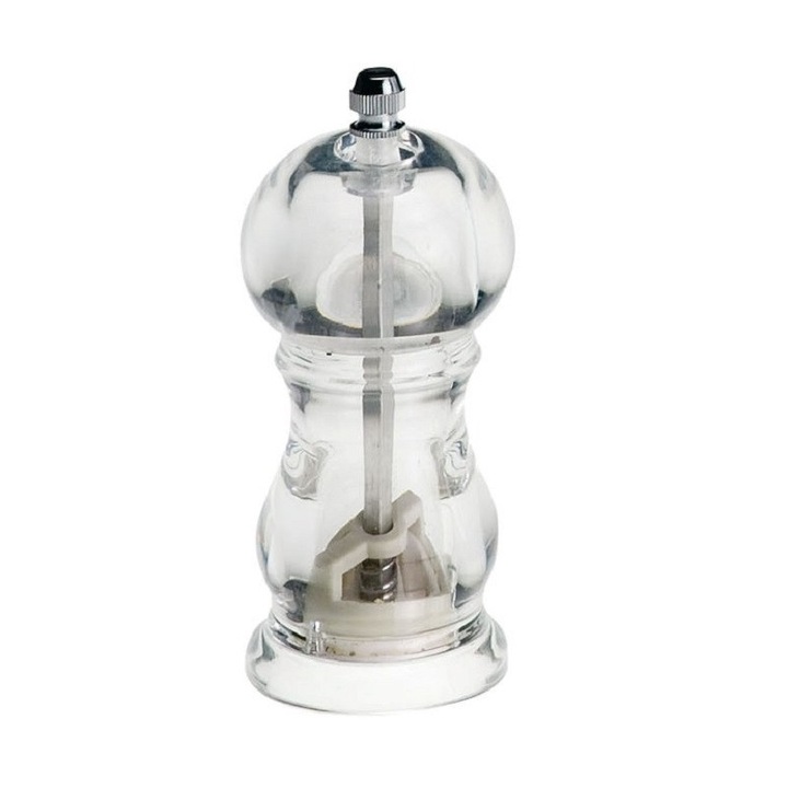 Rasnita pentru sare sau piper transparenta, 10 cm