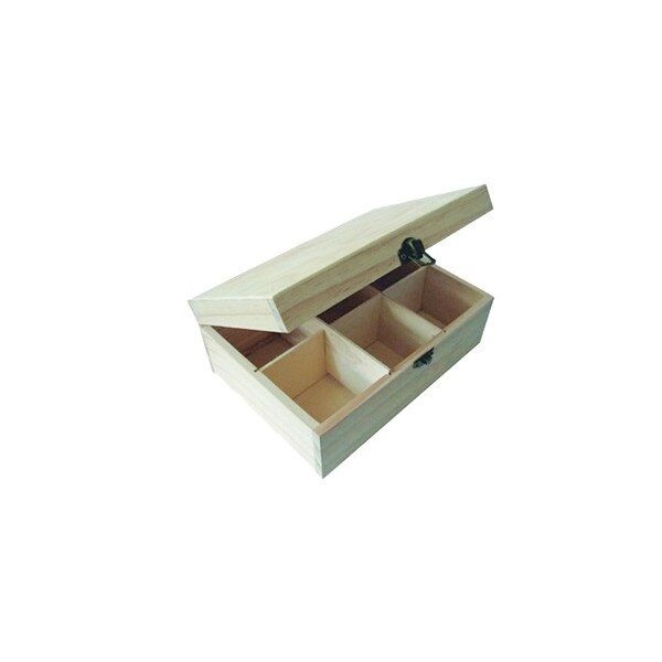 Cutie de lemn cu 6 compertimente pentru plicuri de ceai 23 x 16 x 9 cm