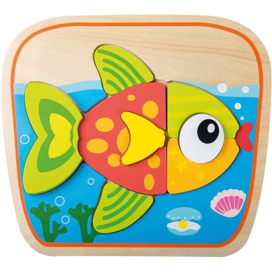 Puzzle din Lemn Jouéco, Animale, Peste