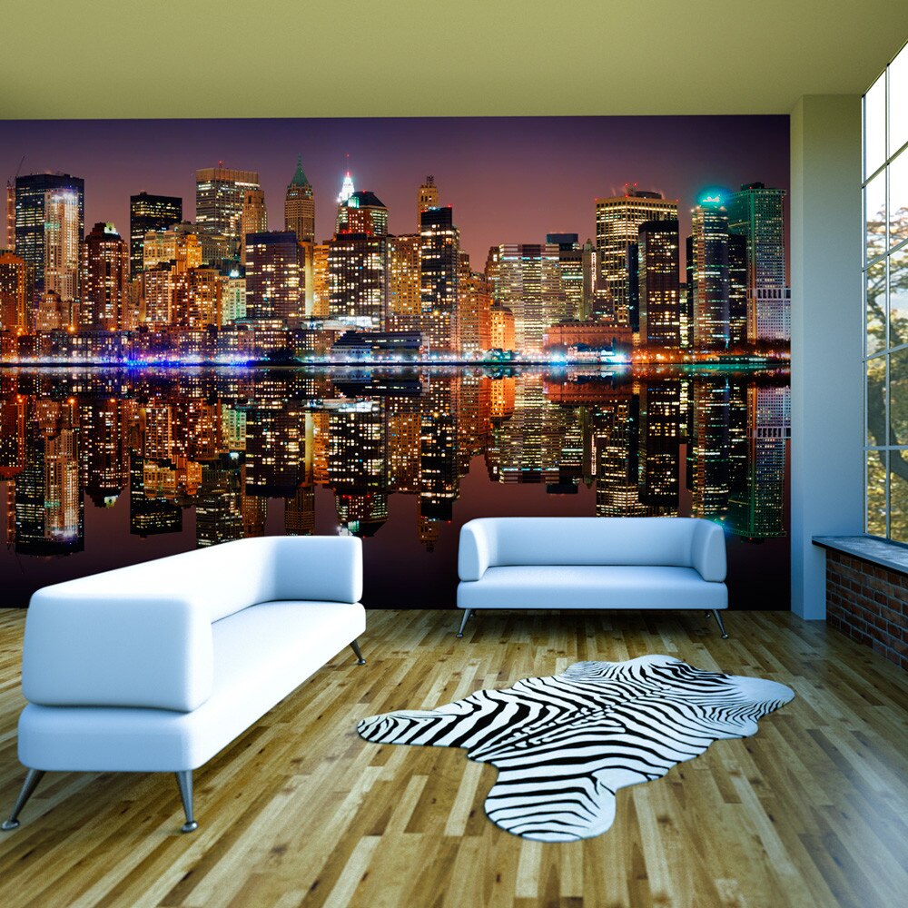 Fototapet vlies XXL - Gold reflections - NYC - 550 x 270 cm