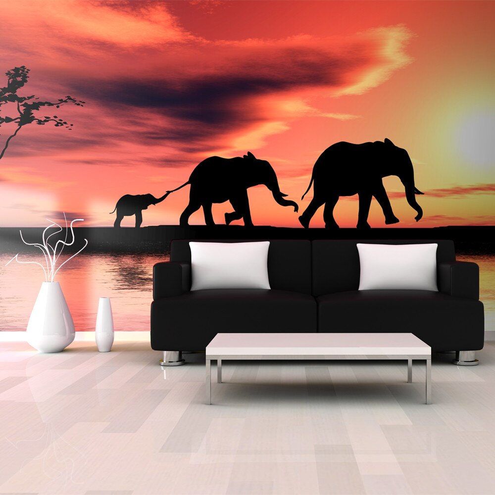 Fototapet vlies XXL - elephants: family - 550 x 270 cm