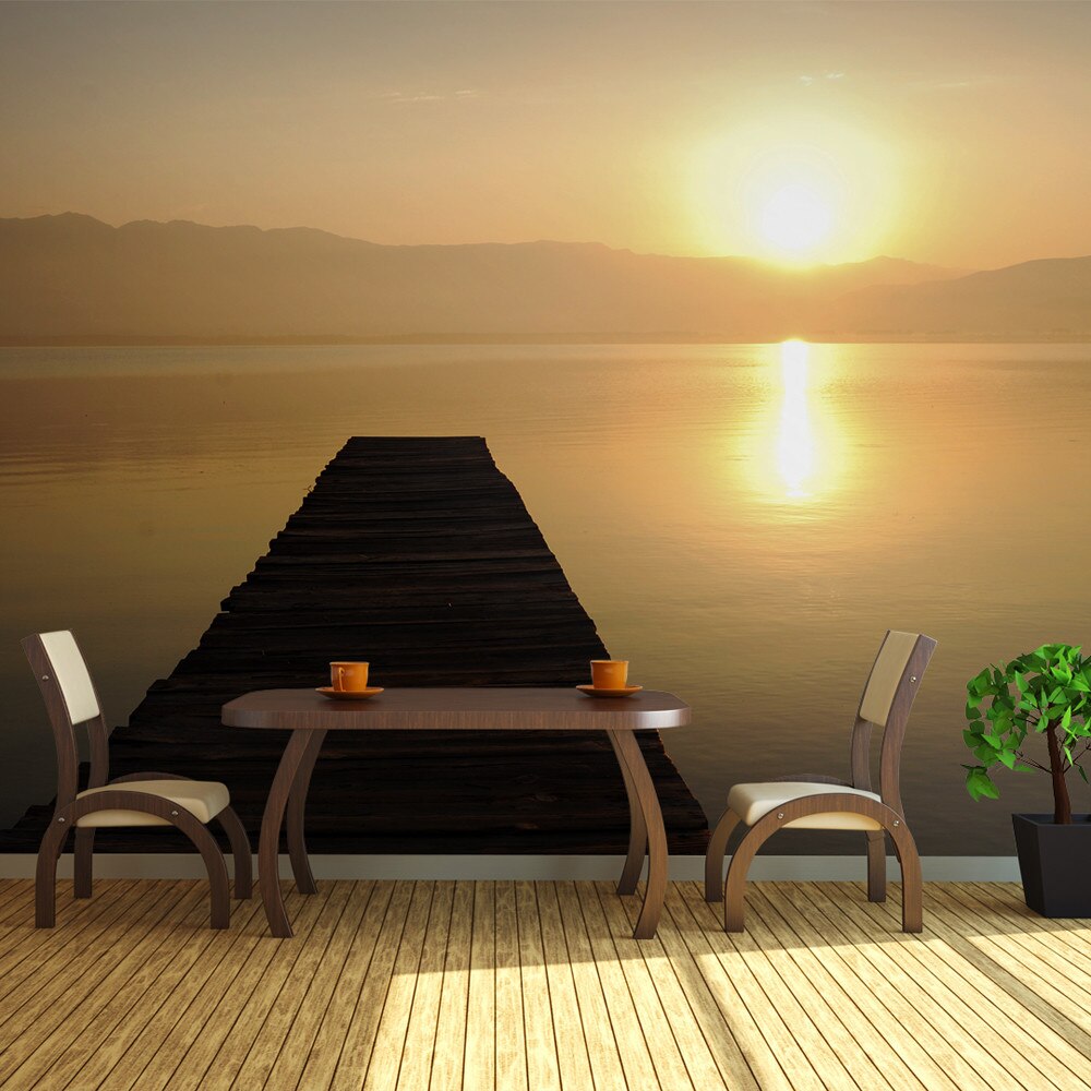 Fototapet vlies XXL - jetty, lake, sunset... - 550 x 270 cm