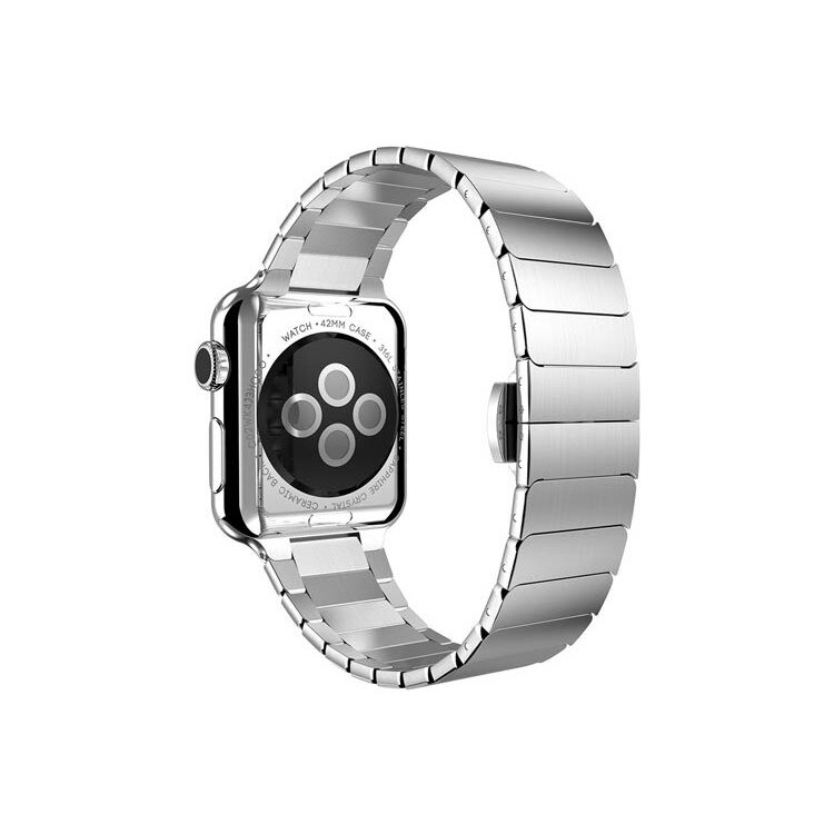 Curea compatibila cu Apple Watch 1/2/3/4, Zale metalice, Stainless Steel, 44mm, Silver