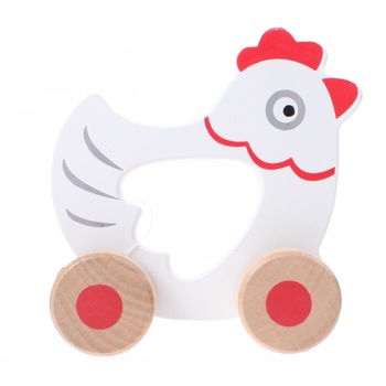 Jucarie de impins din lemn, Jouéco, Puisor Jucarie de impins din lemn, Jouéco, Puisor