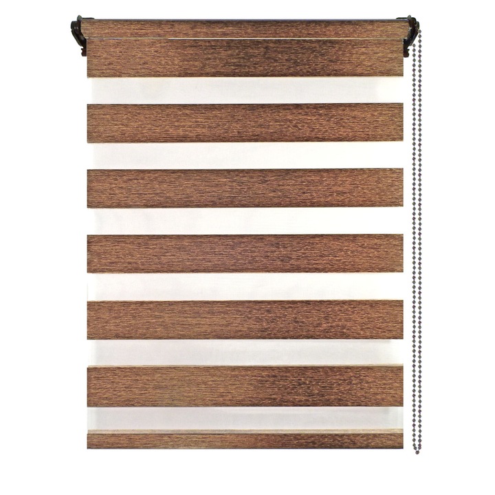 Jaluzea tip roleta zebra-rulou textil Day&Night, Natur 14, cote panza 68x160 cm, cote finale 72x160 cm, accesorii albe.