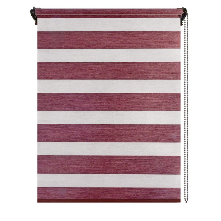 Jaluzea tip roleta zebra-rulou textil Day&Night, Natur 28, cote panza 76x200 cm, cote finale 80x200 cm, accesorii maro.