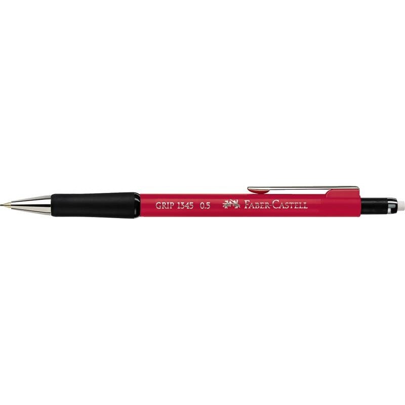 Creion mecanic 0.5mm rosu aprins grip 1345 Faber-Castell