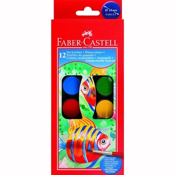 Acuarele Faber-Castell cu pensula, 30 mm, 12 culori/set Acuarele Faber-Castell cu pensula, 30 mm, 12 culori/set