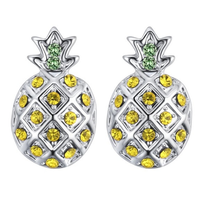 Ezüst fülbevaló, ananász kristályokkal
