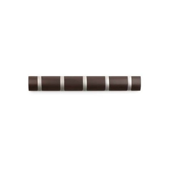 Cuier Umbra Flip 5 Hook Espresso, lemn, nichel, 51 cm Cuier Umbra Flip 5 Hook Espresso, lemn, nichel, 51 cm