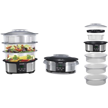 Aparat de gatit cu aburi Heinner Master Collection HSA-1000XMC, 1000 W, 12 l, Argintiu/Negru Aparat de gatit cu aburi Heinner Master Collection HSA-1000XMC, 1000 W, 12 l, Argintiu/Negru